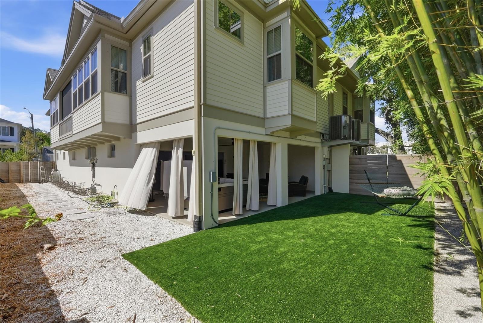 Back and side yard of townhome