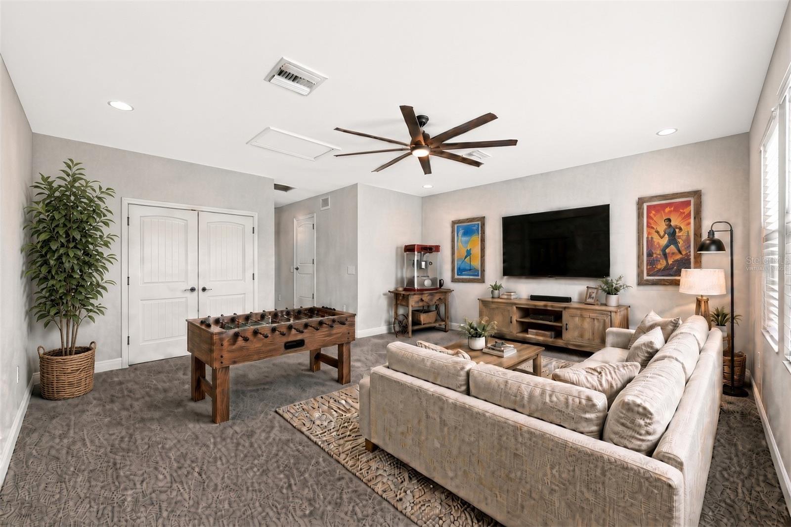 Virtually Staged Upstairs Bonus Room Suite with full bath and 5th bedroom