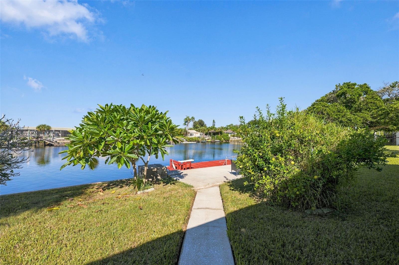 Concrete walkway to the floating dock.  75 ft. of concrete seawall