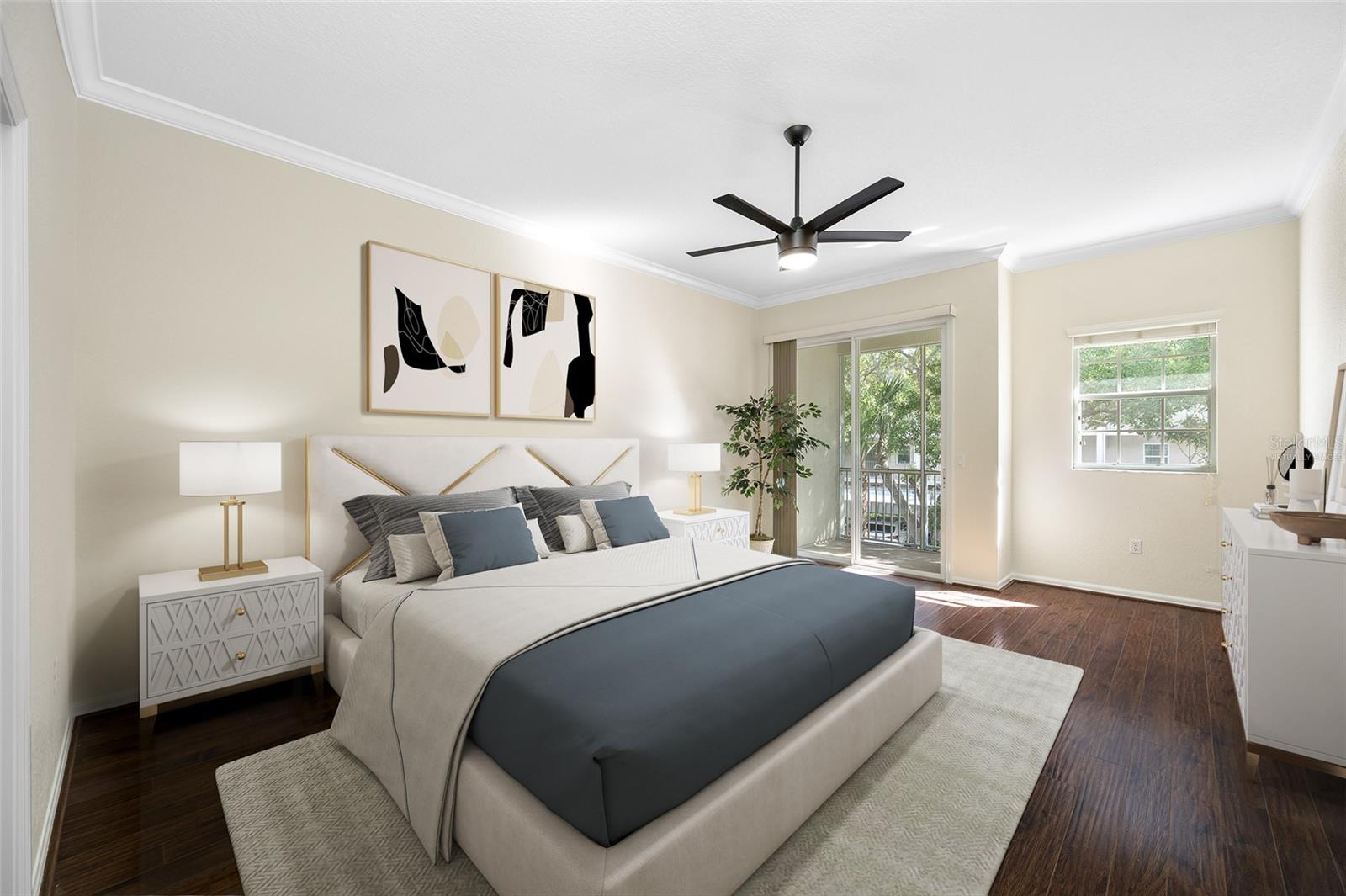 Virtually Staged Primary Bedroom w/Balcony!