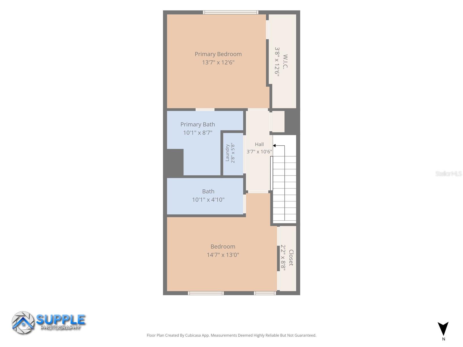 Third floor plan with room measurements. Measurements are approximate; buyer to verify.