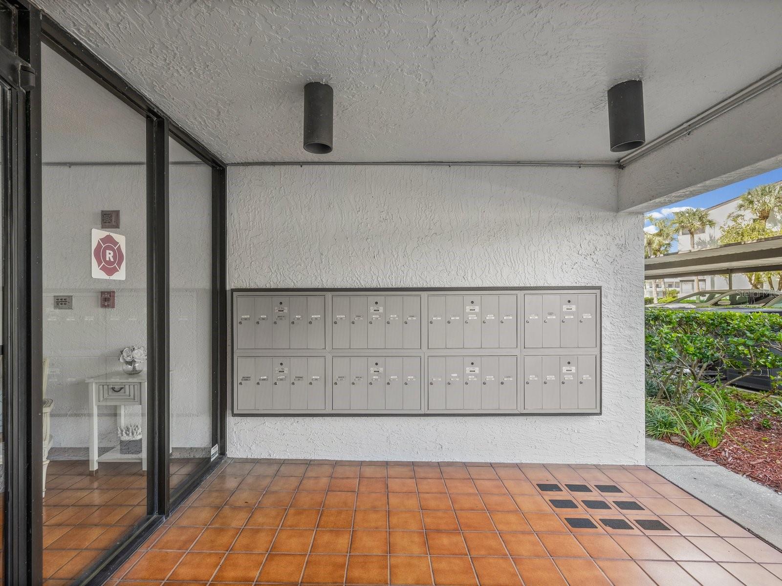 Mail center by building entry