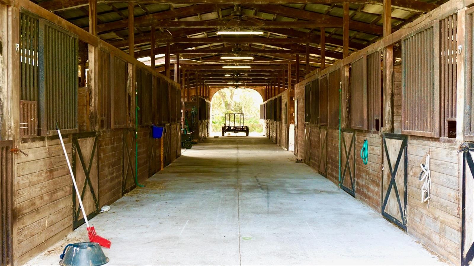 Interior stalls with ftextured concrete aisle