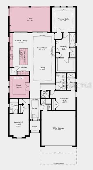 Floor Plan ~ Additional Highlight Include: tray ceiling package, 10' ceilings, whole house 8' interior doors, and outdoor kitchen rough-in