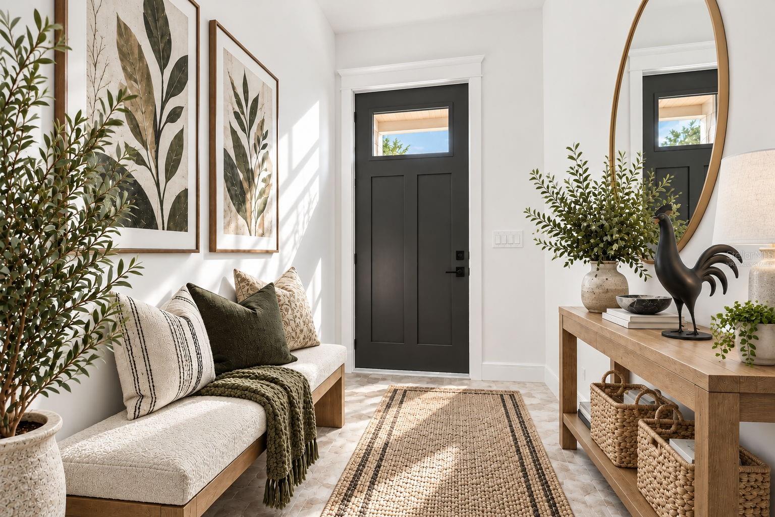 Virtually staged foyer