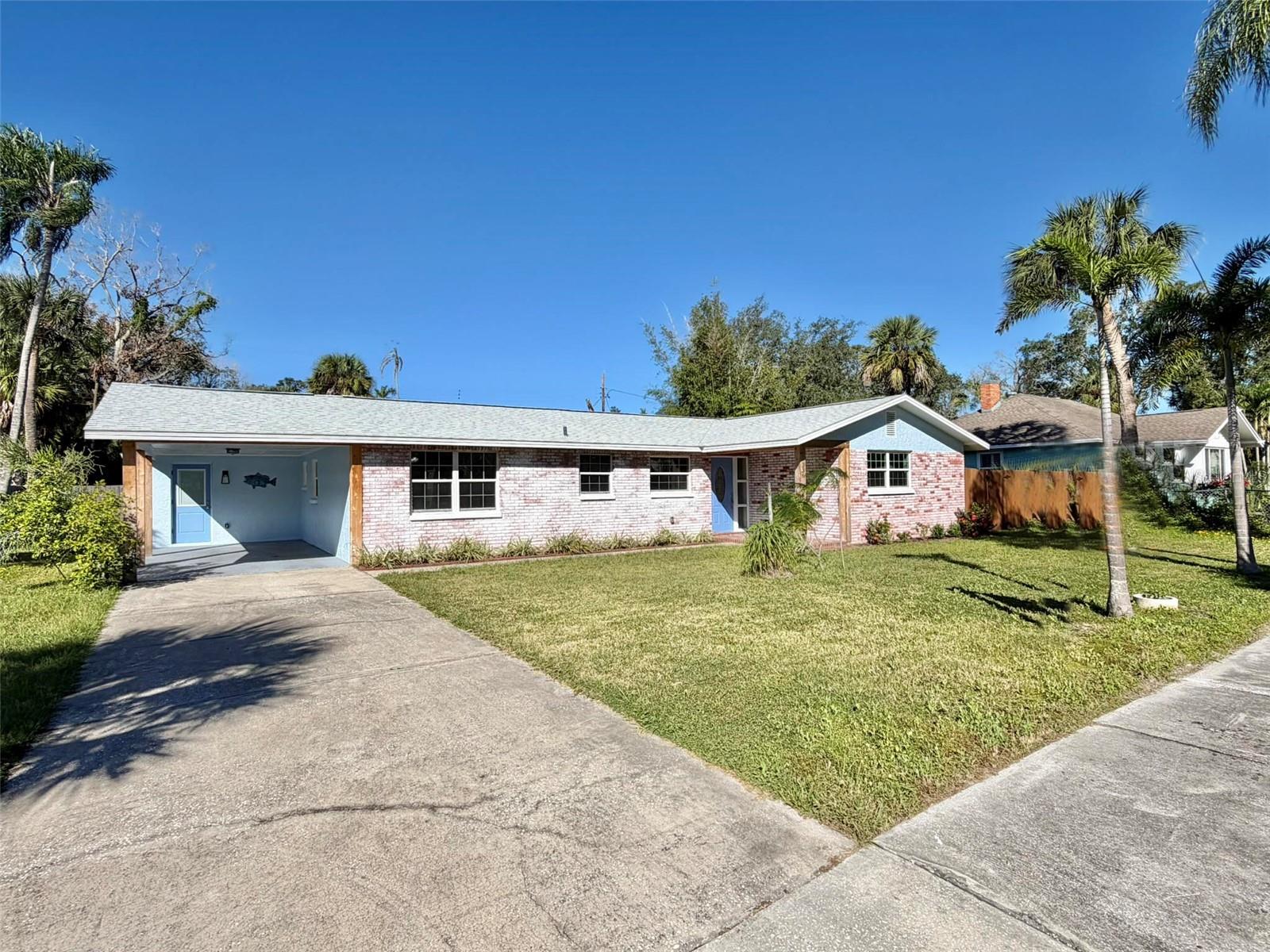 Concrete Block Home with Whitewashed Brick