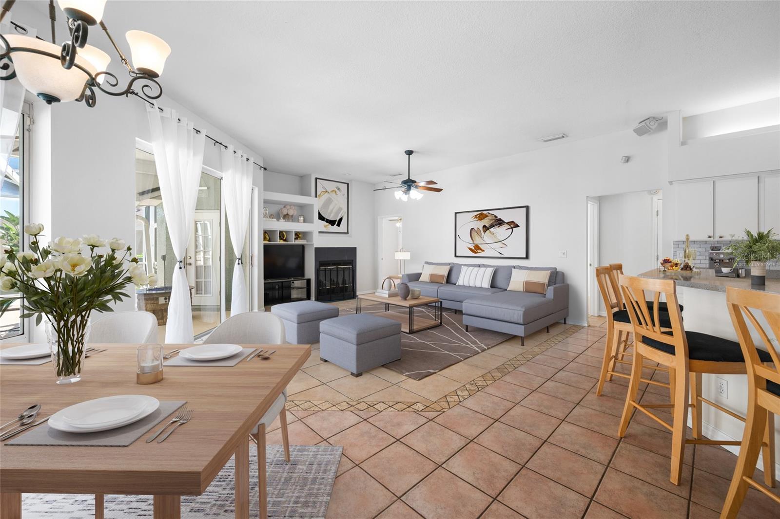 Family Room & Dining Area - VIRTUALLY STAGED