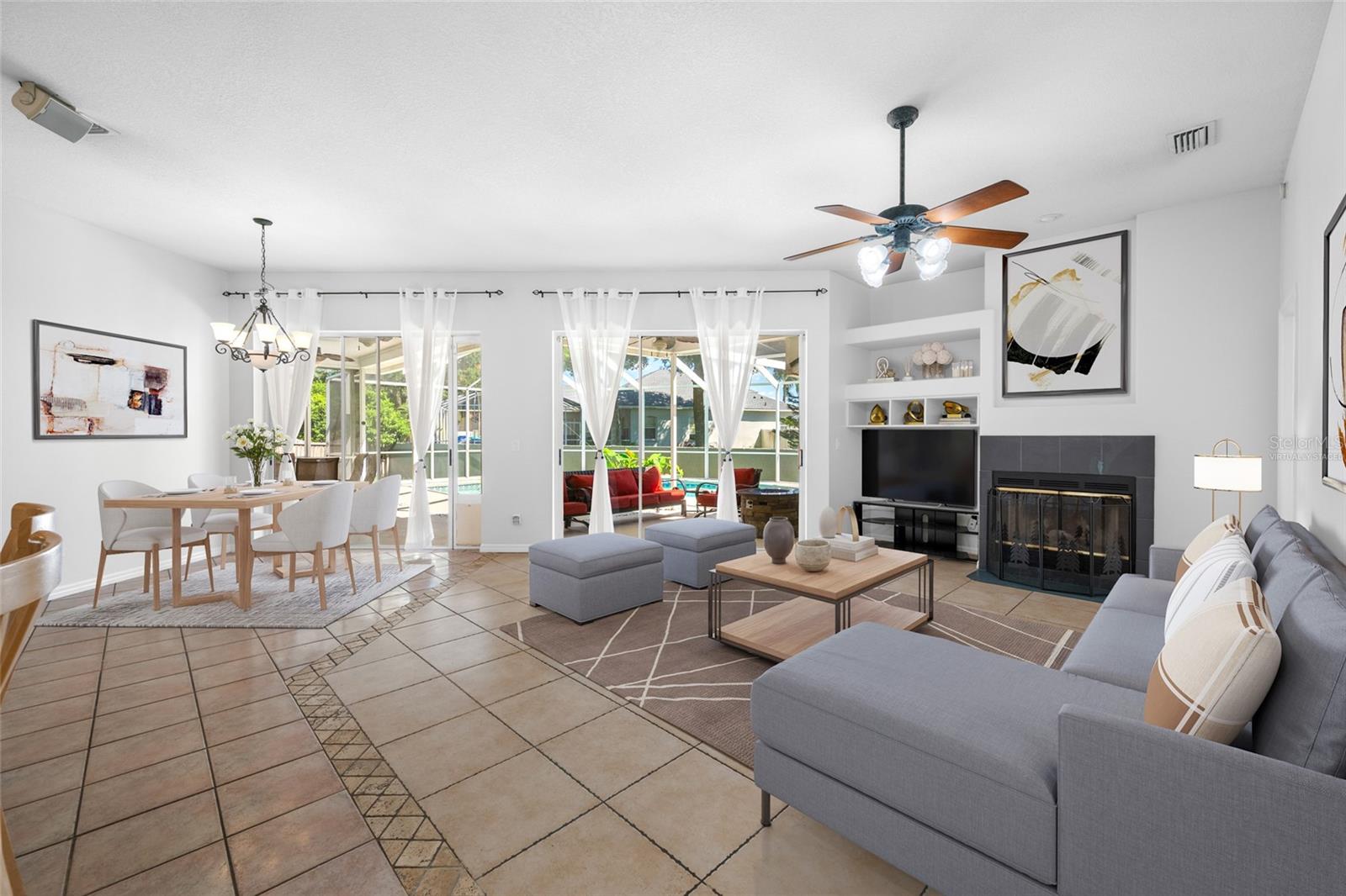 Family Room & Dining Area - VIRTUALLY STAGED