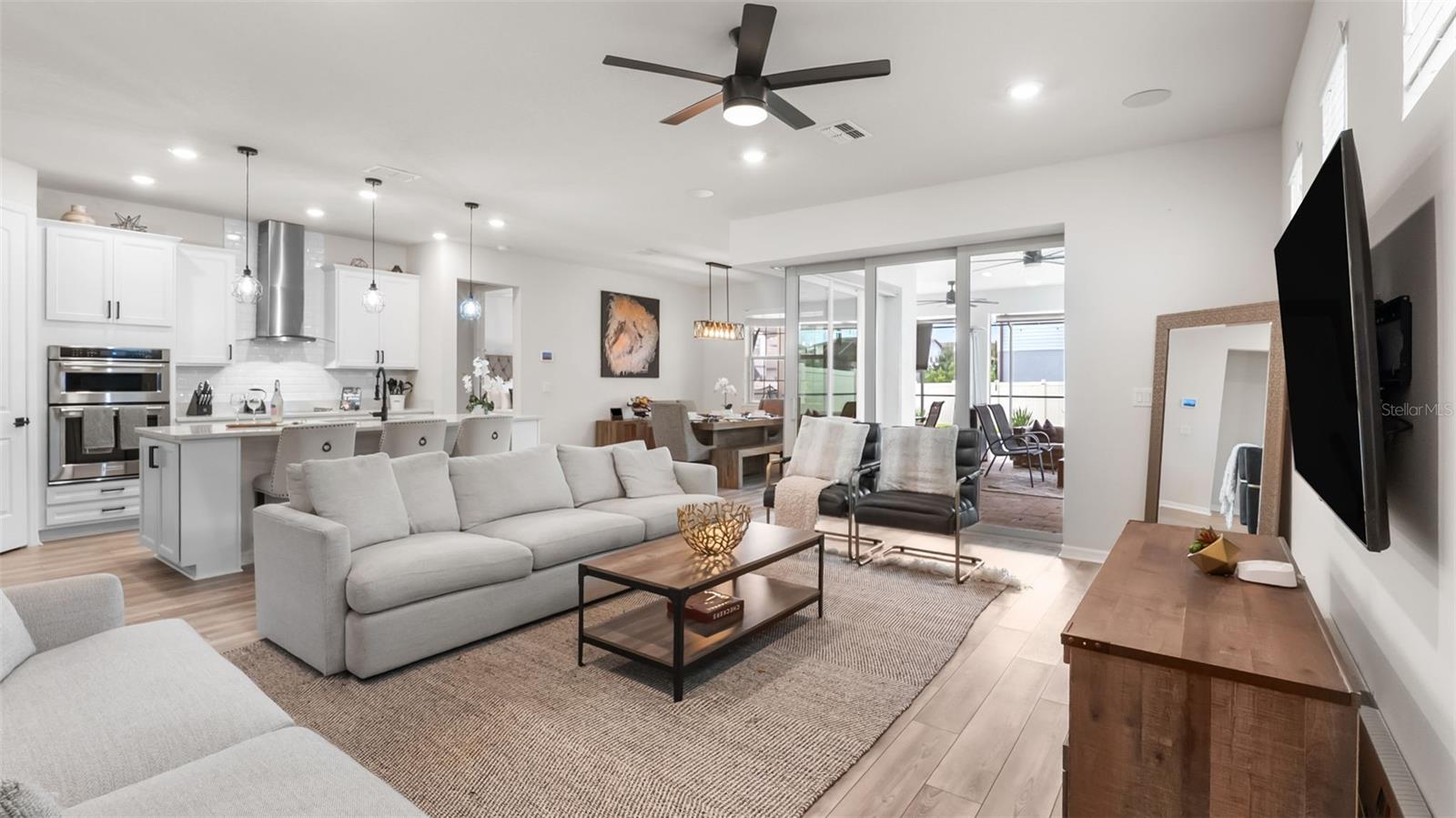 Living Room: 90-Degree Corner Sliding Glass Doors