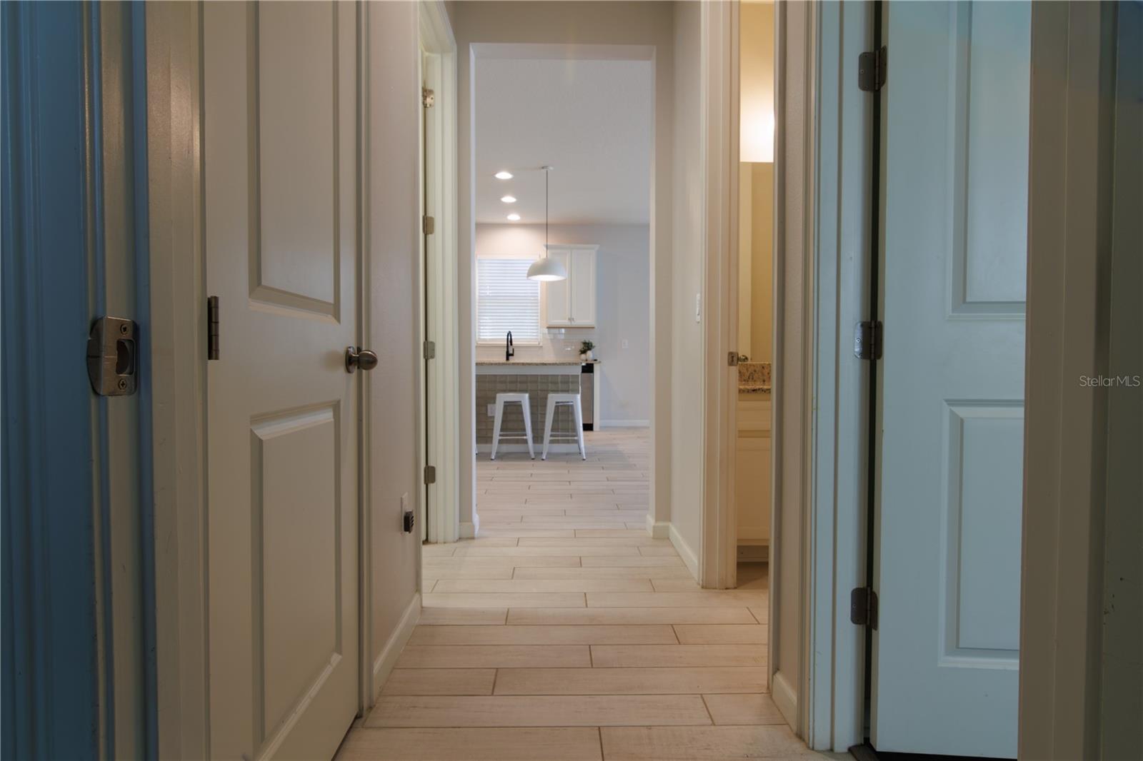 Dedicated hall for bedrooms, bath and utility room.