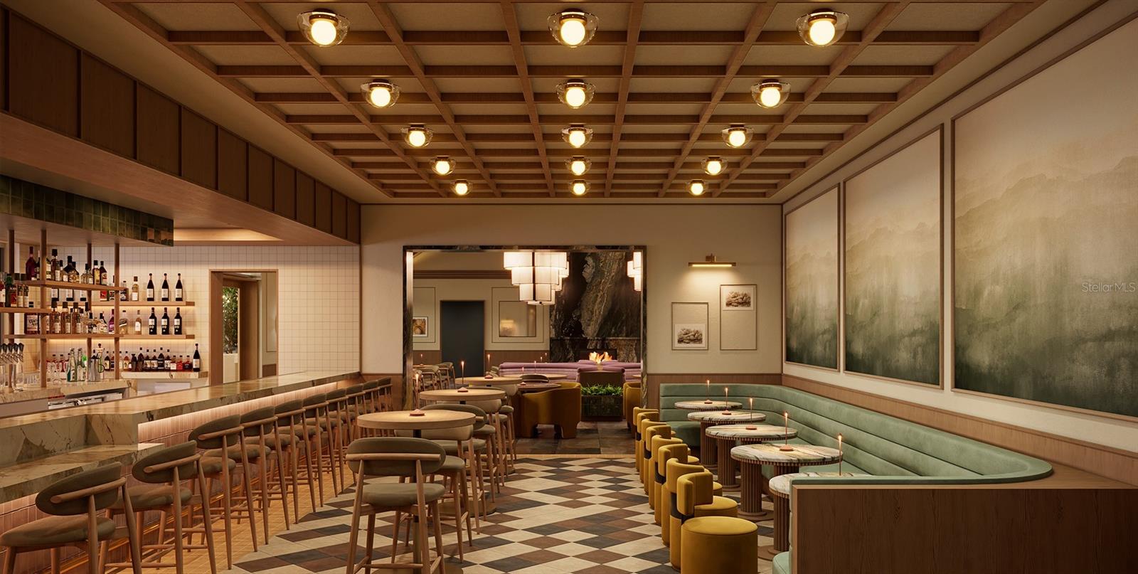 Harvest Club Rendering - Bar Entrance & Dining
