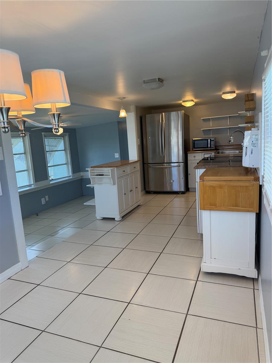 Kitchen and view into the main living area.
