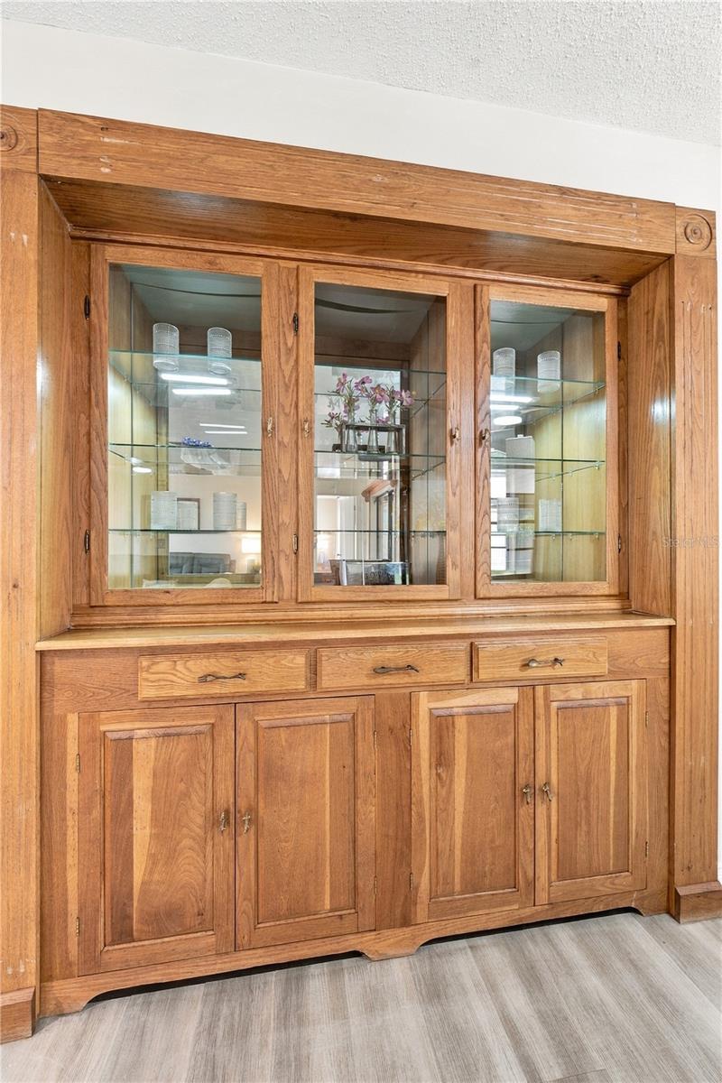 47. Custom Built in Solid Wood Buffet is Timeless.. Drawers, Display Shelves, Cabinet Storage Underneath too!