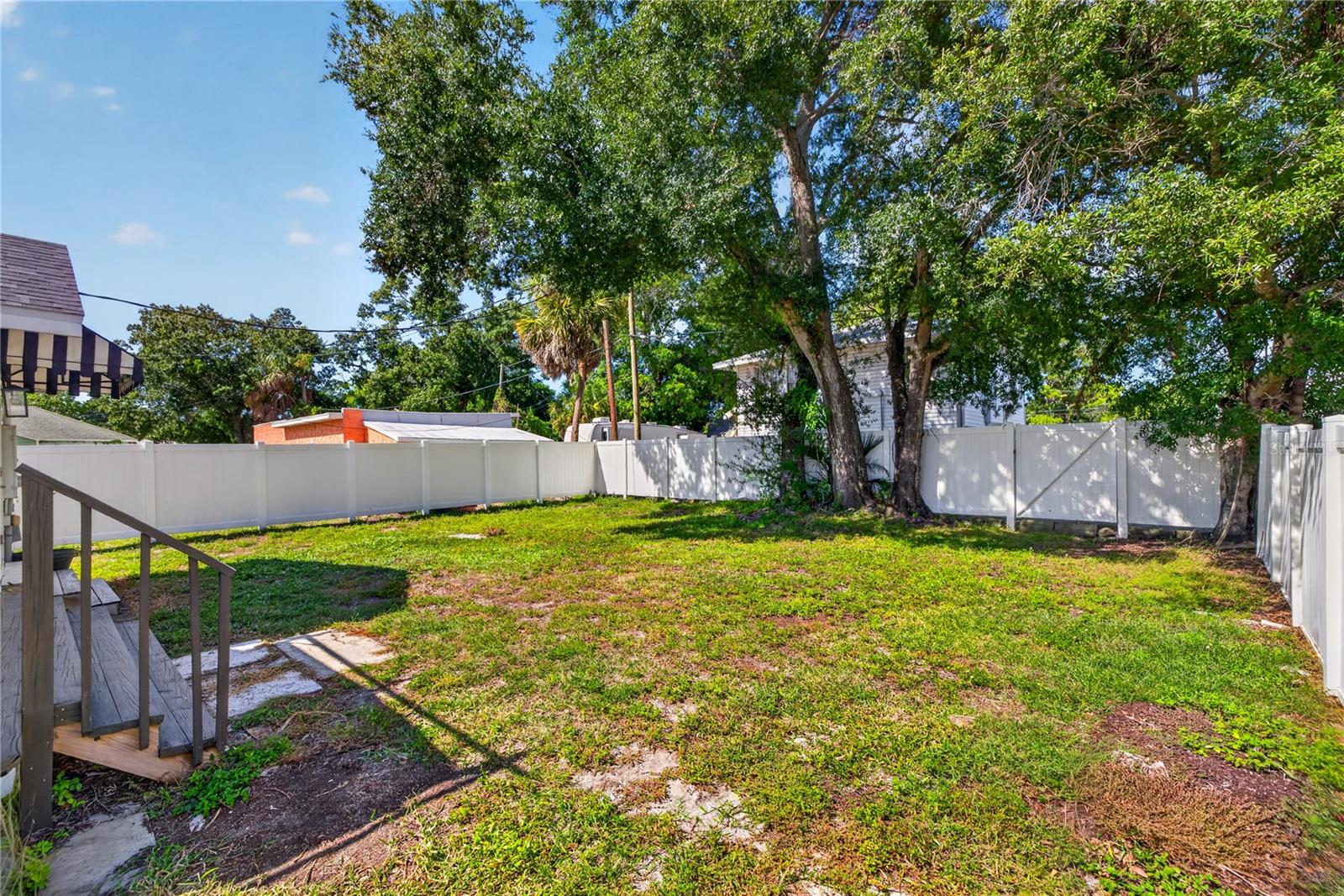 Newly fenced in backyard