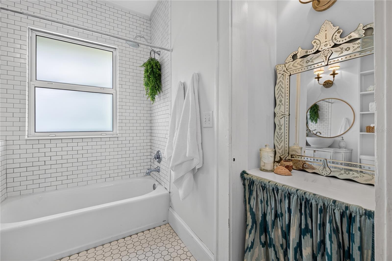 Vanity in bathroom