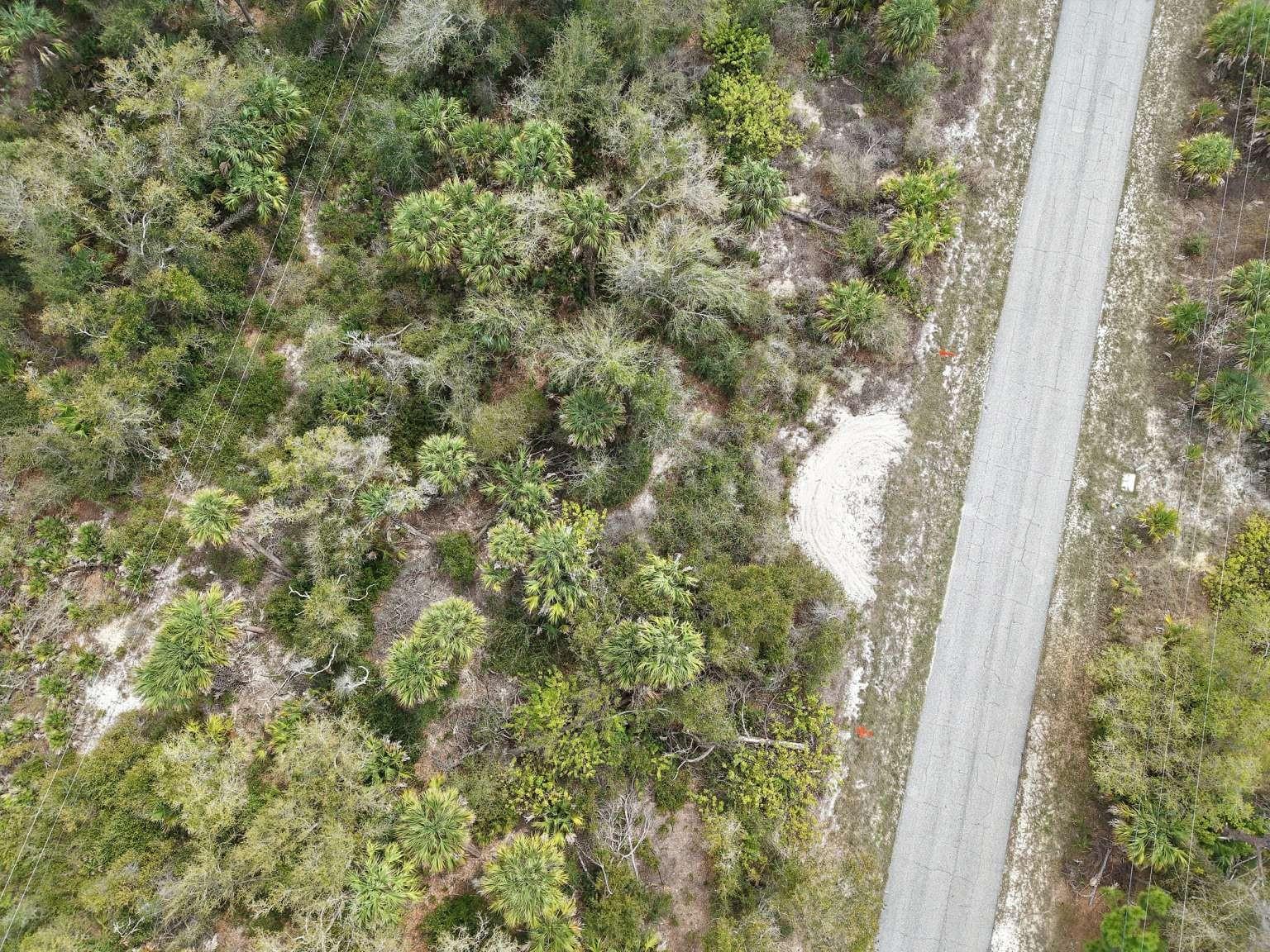 Overhead view of the lot and road.