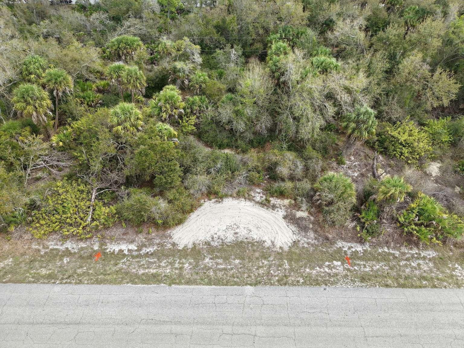 Aerial view of the lot frontage.