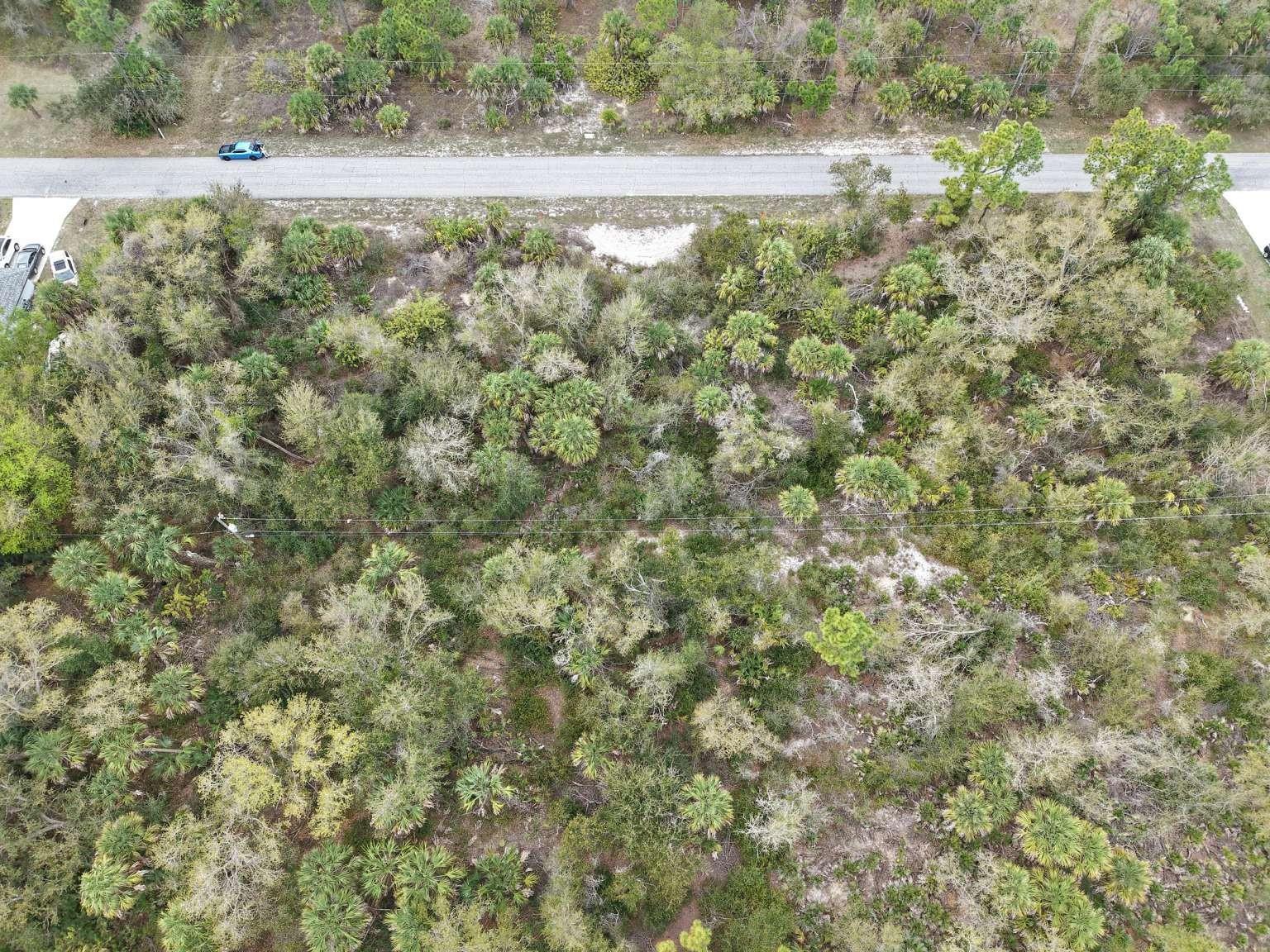 Aerial view of the lot and surrounding area.