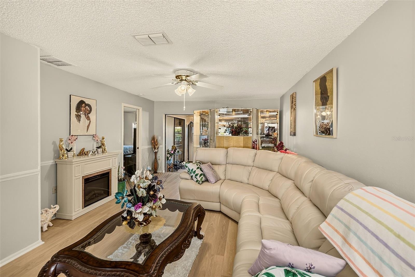 View of living room with fireplace