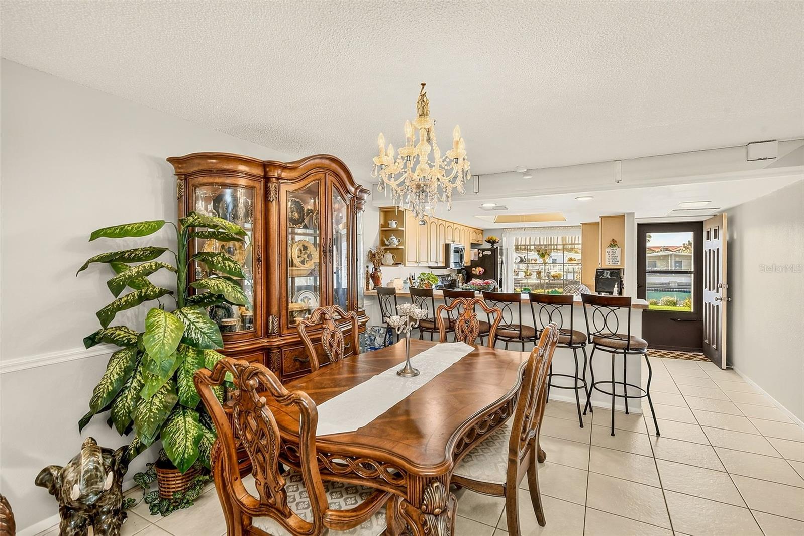 View of dining room and kitchen