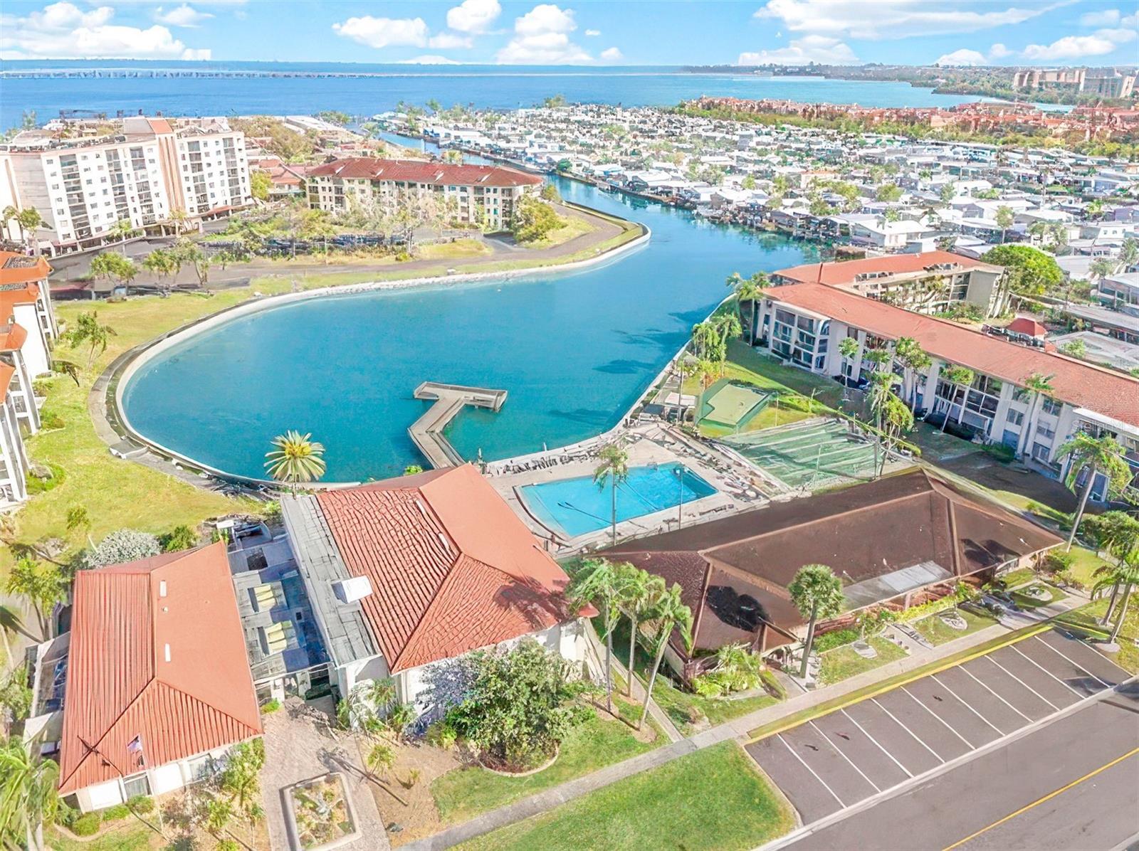 Aerial view of villas and clubhouse