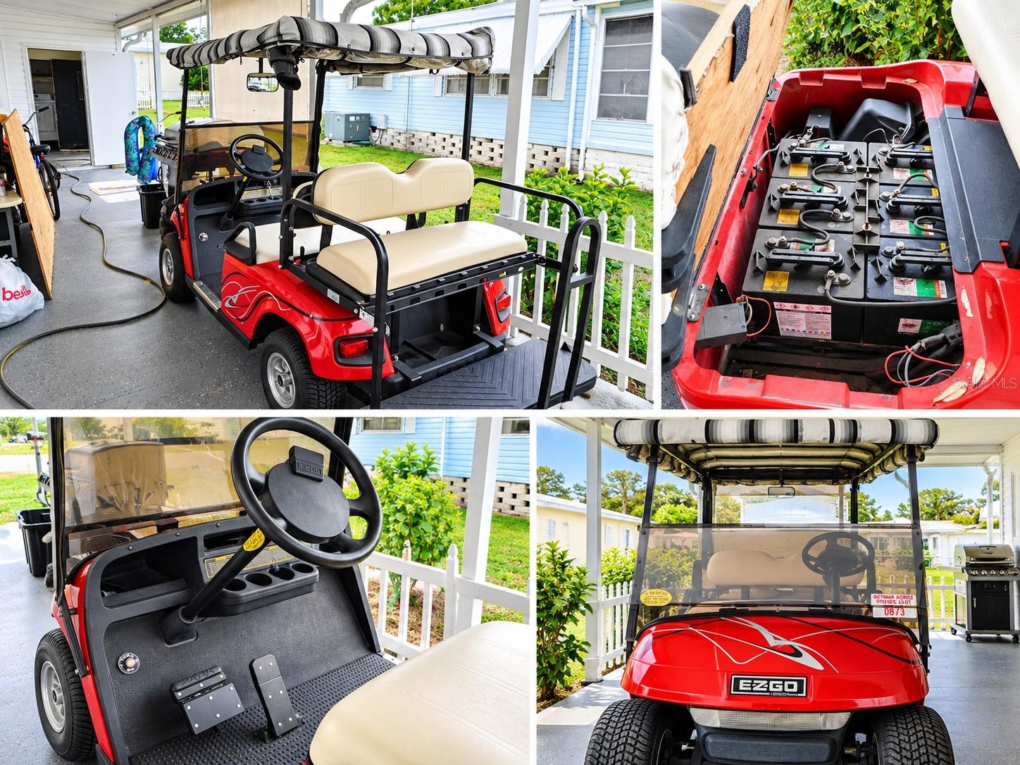 Golf cart is being sold outside the home sale.