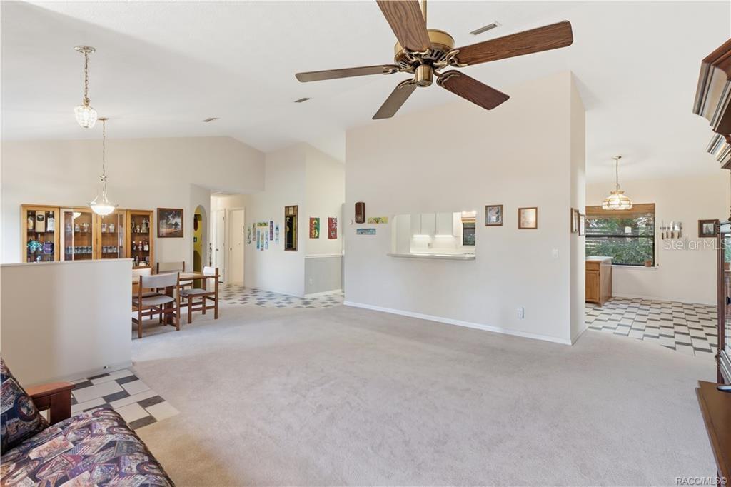 OPEN SPACES, ENDLESS POSSIBILITIES! Spacious LIVING ROOM features soaring VAULTED CEILINGS & an OPEN FLOOR PLAN connecting the dining area & kitchen!