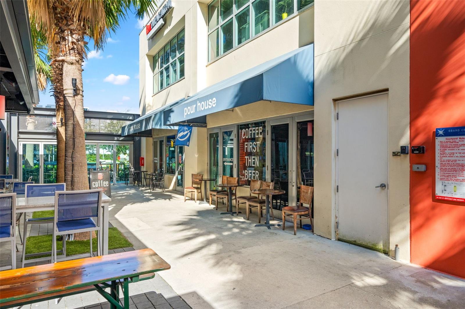 bars/ restaurants at ground level
