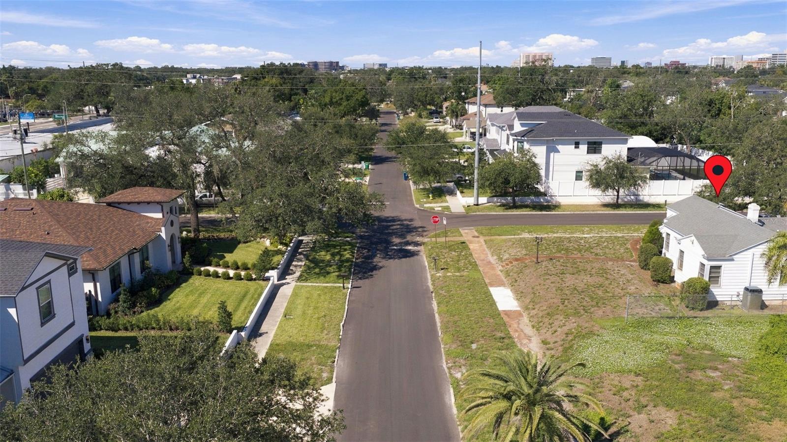 Overhead view West on North A Street to Westshore and Tampa International Airport Overhead view West on North A Street to Westshore and Tampa International Airport