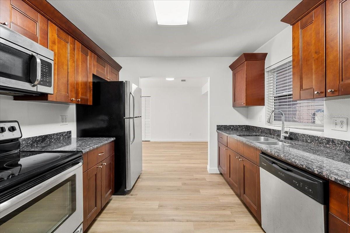 Kitchen with stainless steel appliances