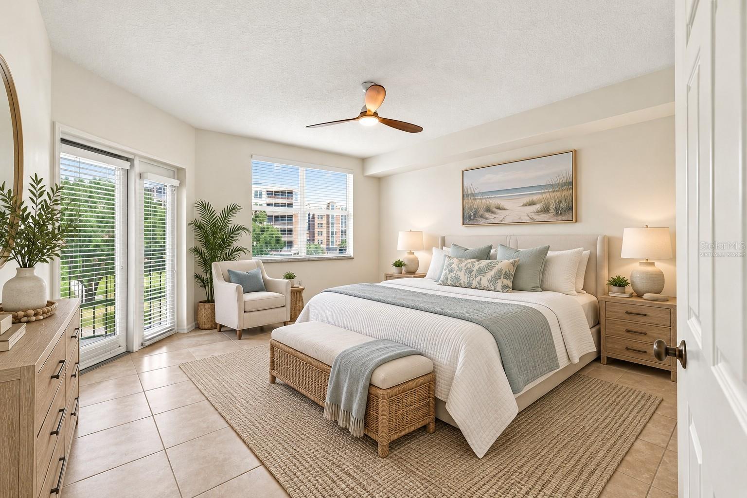 Virtually staged Primary Bedroom