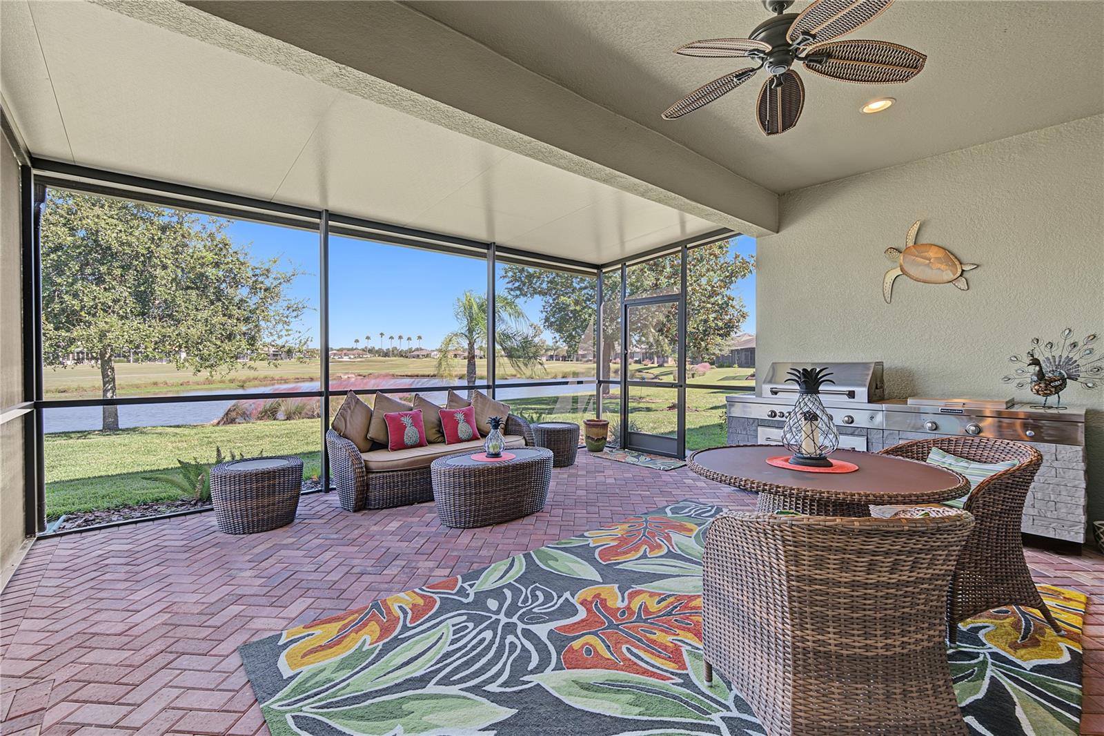 Relax on your Extended lanai with pavers in herringbone pattern