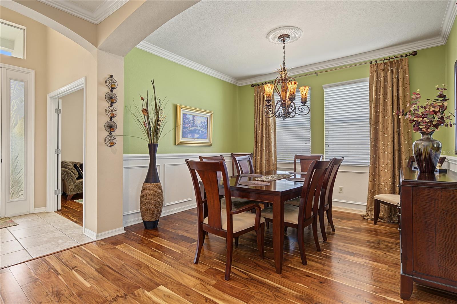 Architectural upgrades with wainscotting and crown molding
