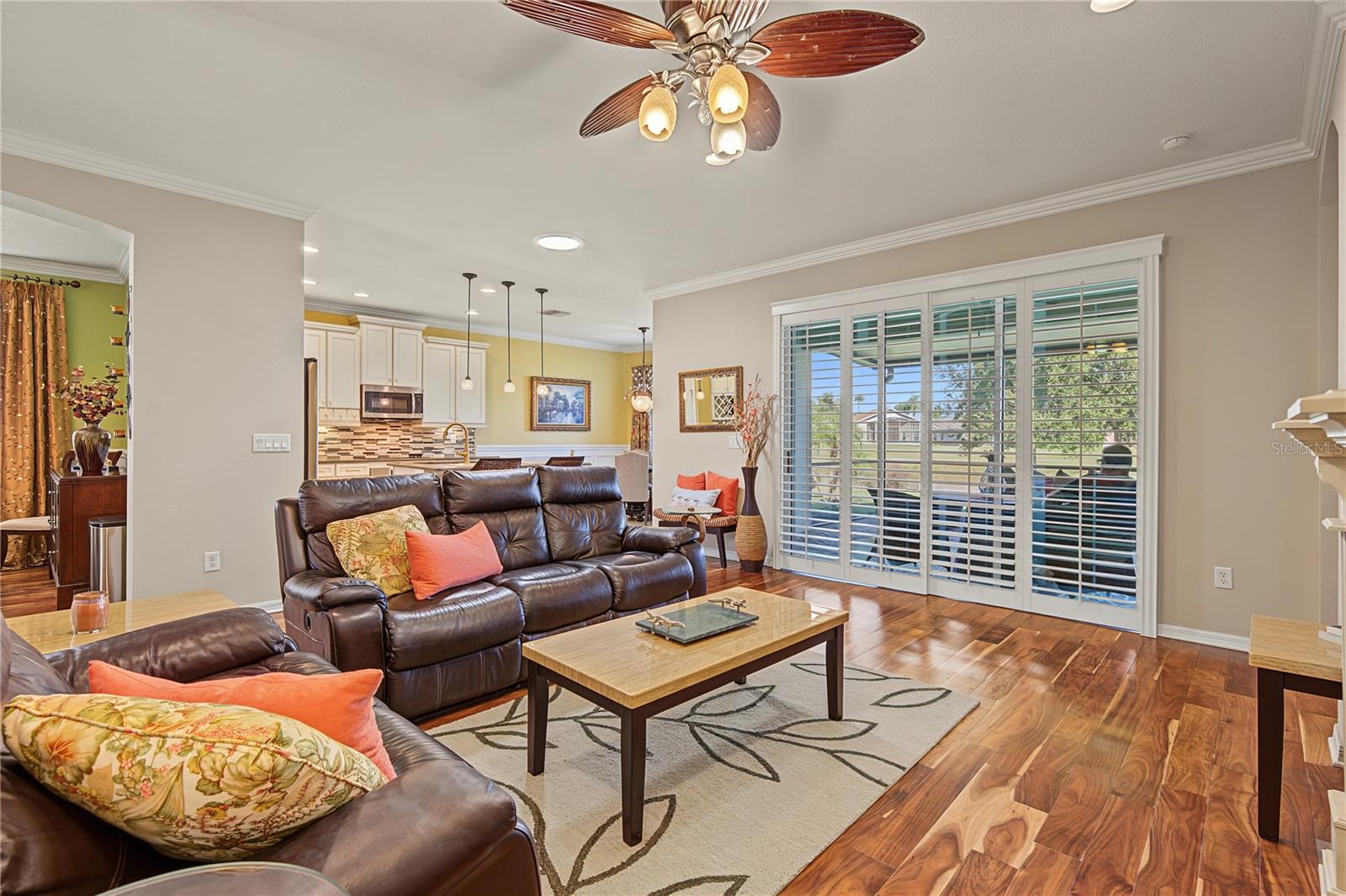 Great room opens with sliders to lanai