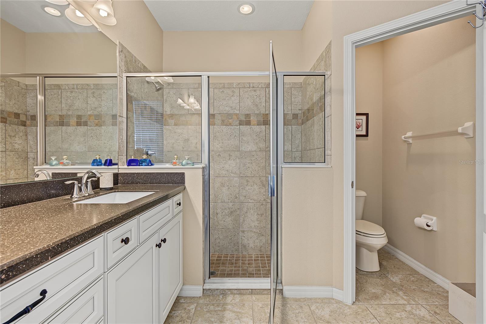 Bath ensuite with large shower and water closet