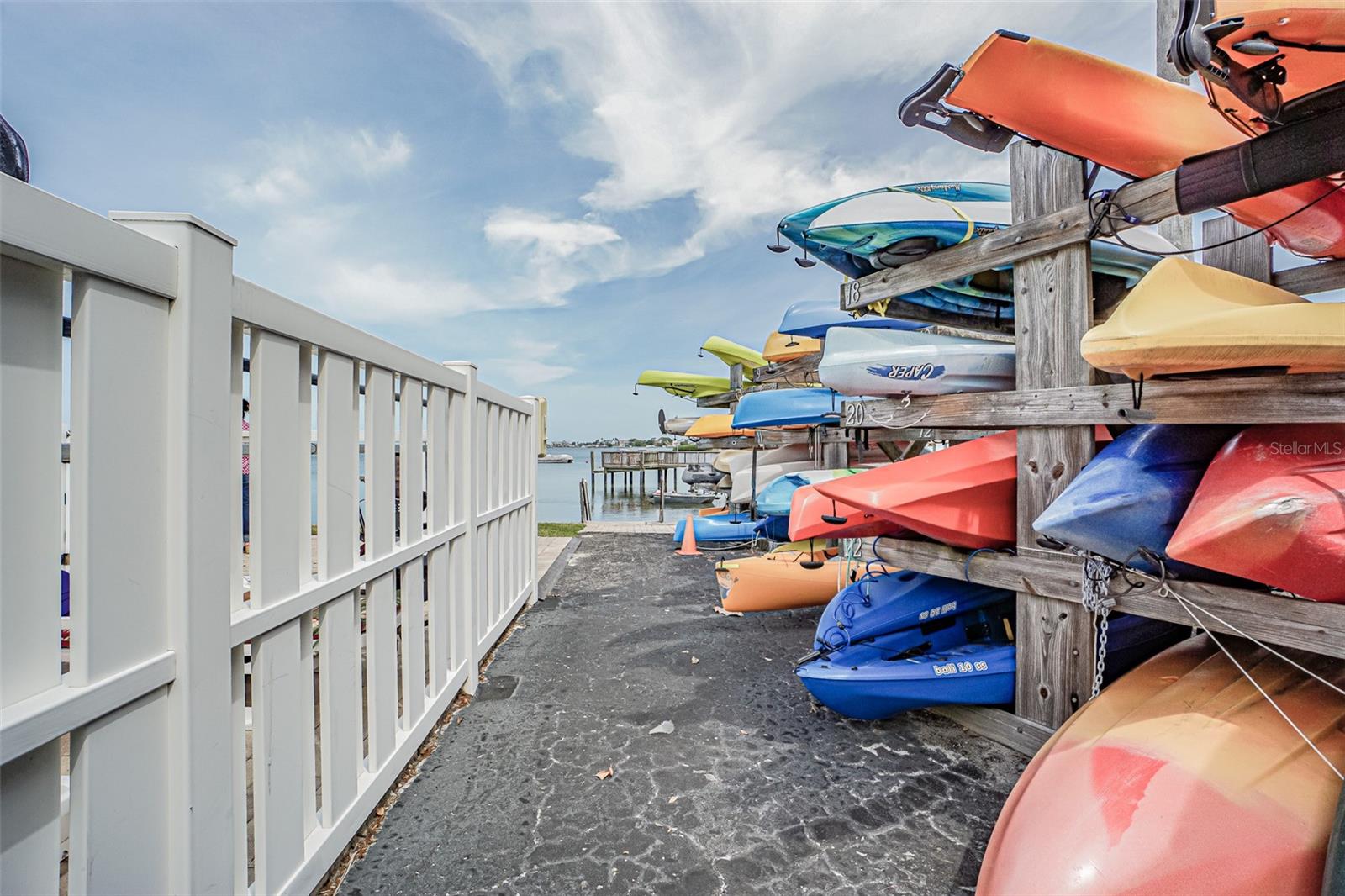 Kayak storage with direct access to launch stairs.(upon availability)