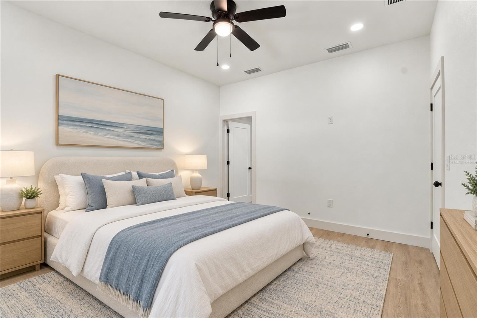 virtually staged primary bedroom