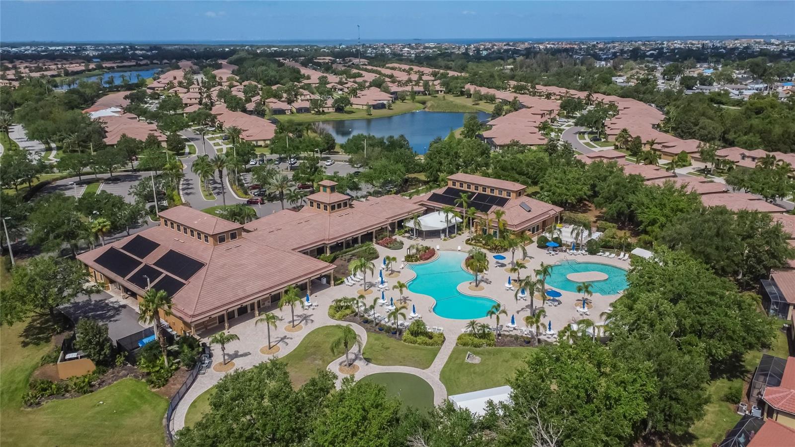 Aerial view of community amenities