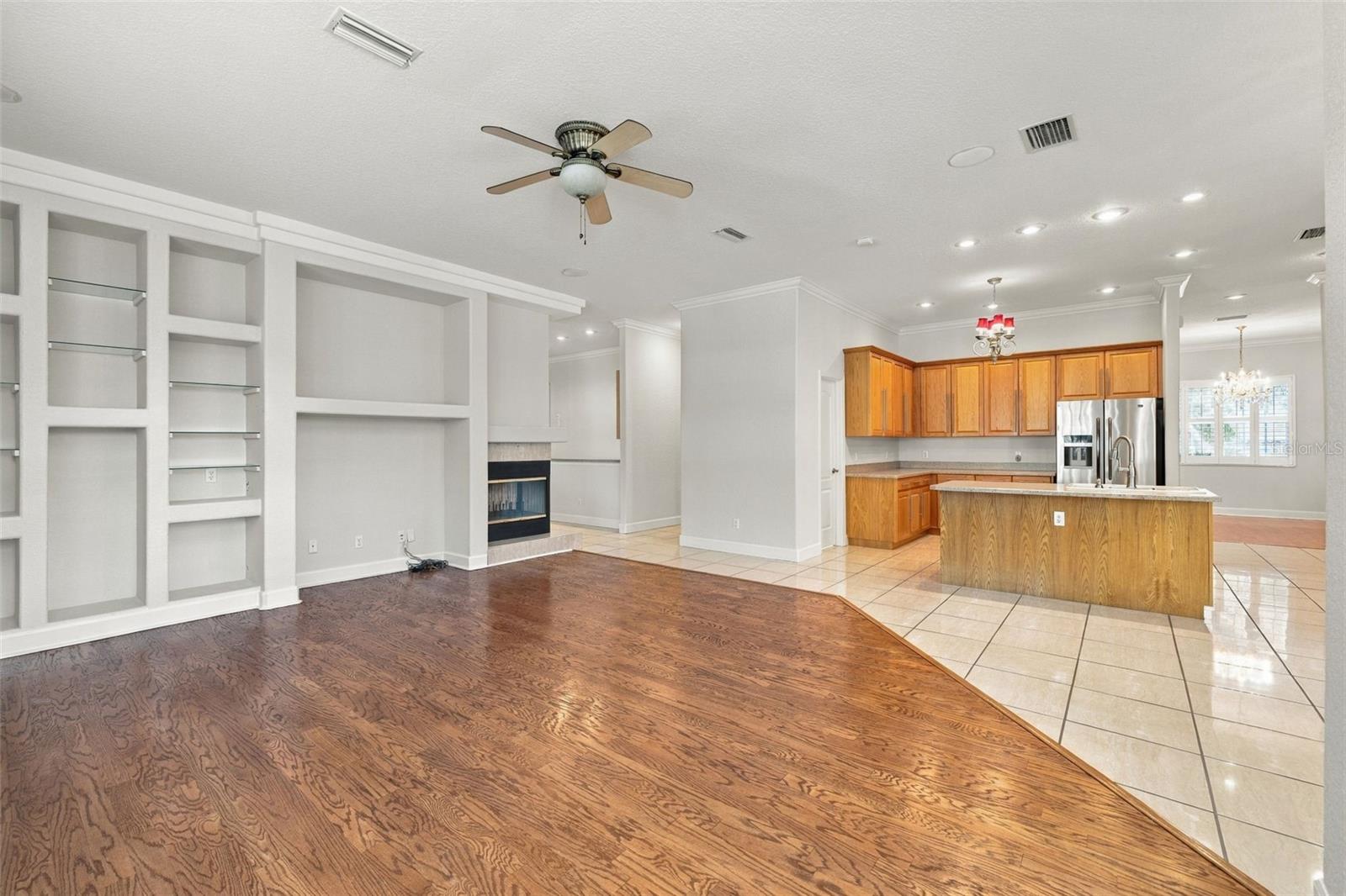 Great Room has Built Ins for your Entertaining and Decorating pleasure!