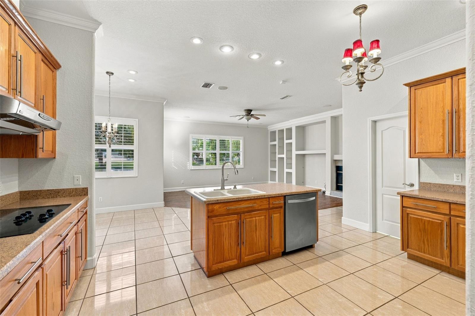 Kitchen Island with Dual Bowl Sink & Stainless Appliances!