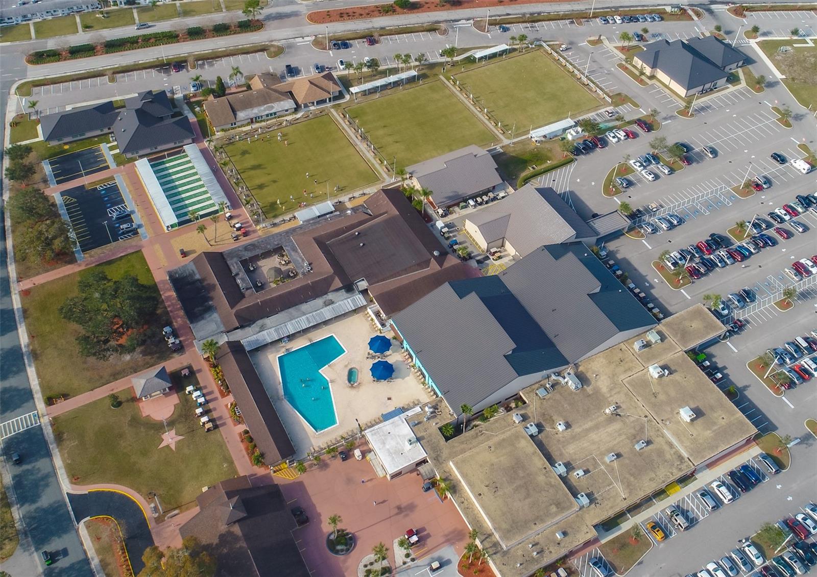 Aerial - Sun City Center Complex (Pools, Clubs, Lawn Bowling, Etc.)
