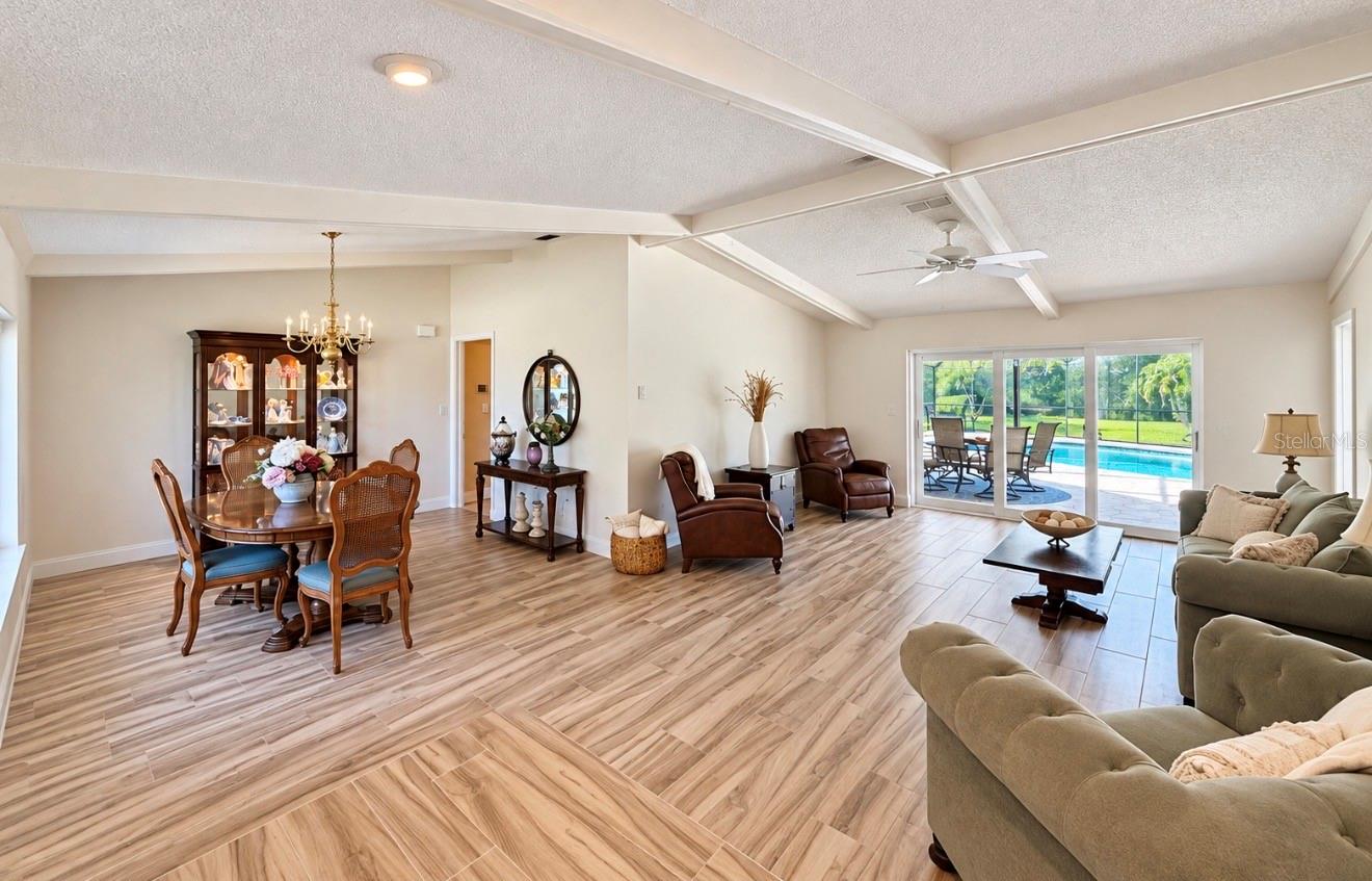 Front living room with cathedral ceilings