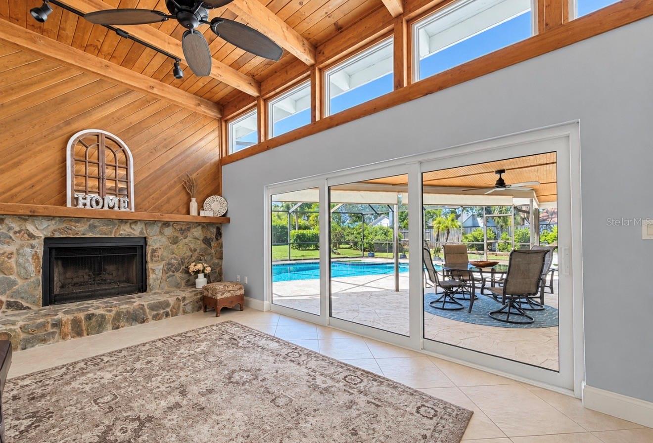 Family room with fireplace