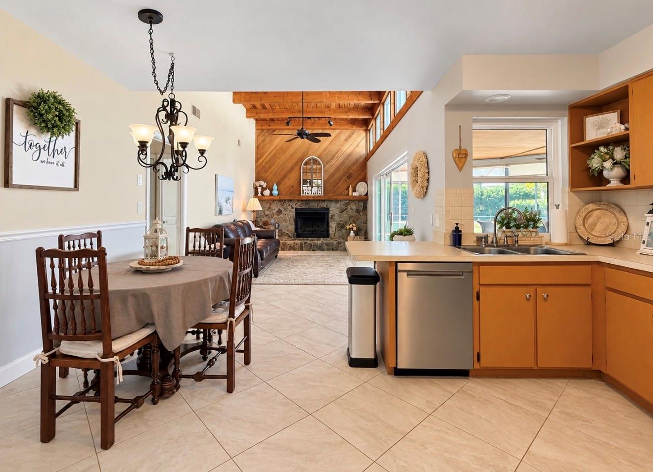 open from kitchen to family room