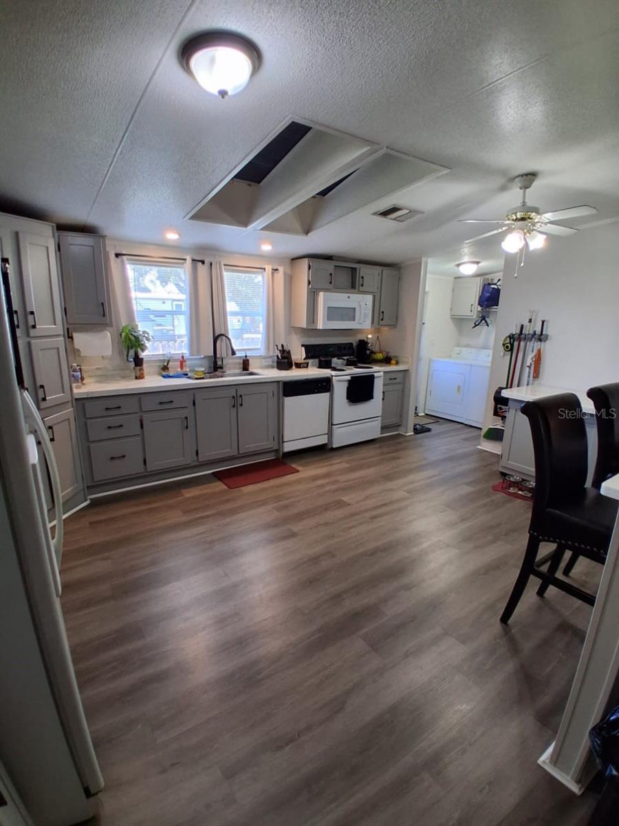 Spacious and loaded with cabinets.