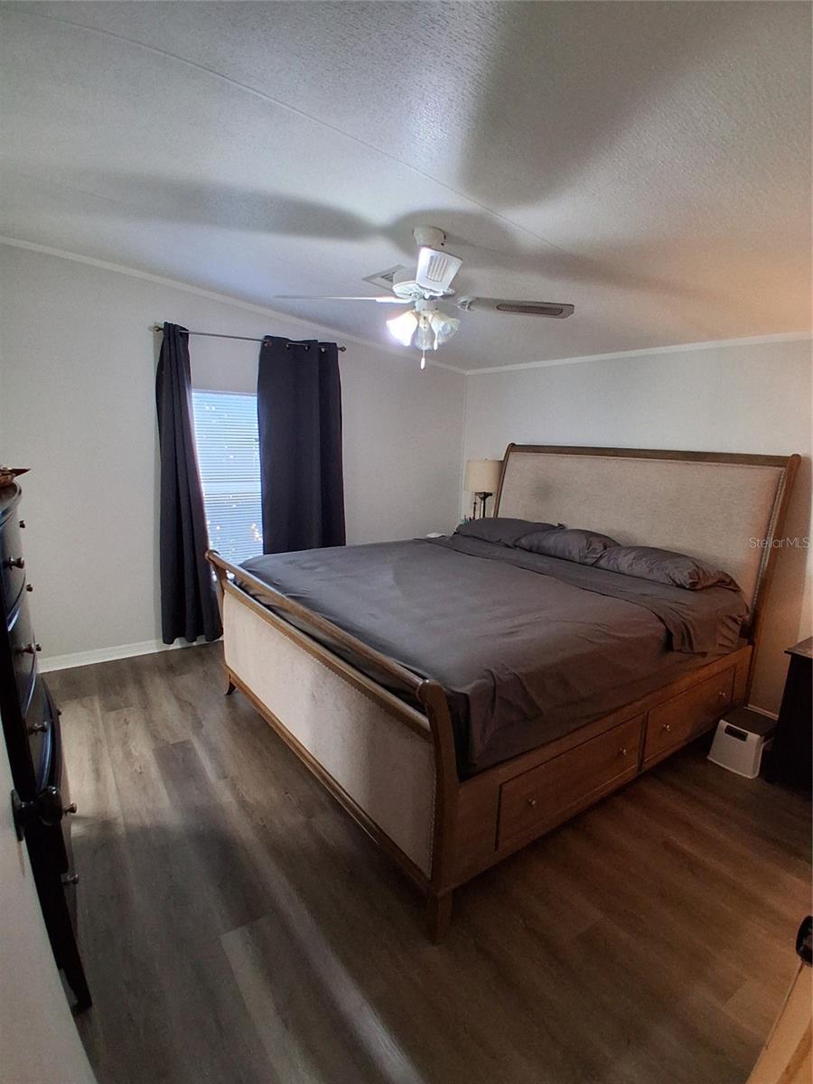 Primary bedroom is a great size and very spacious.  The bed shown is a King size bed.