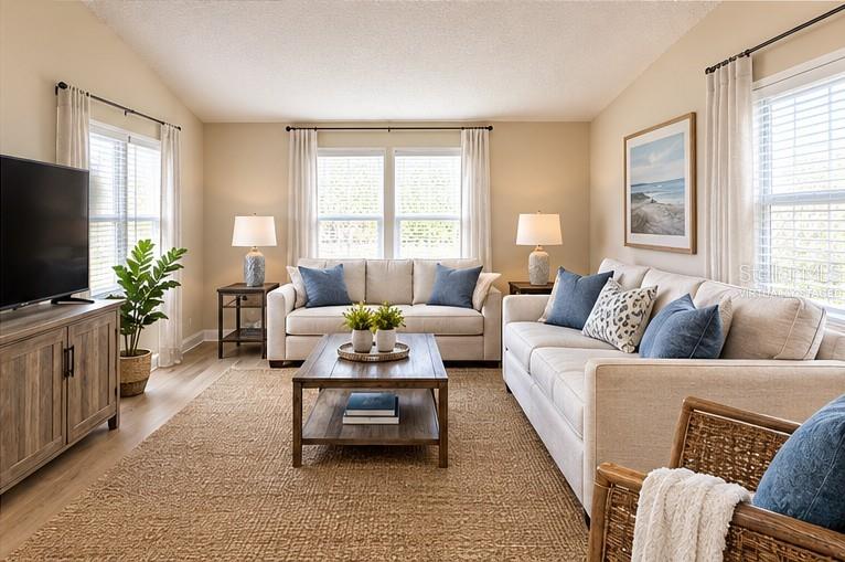 Virtually staged living room