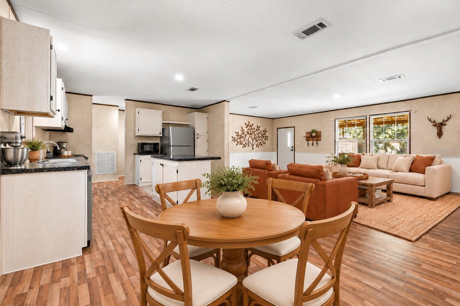 Virtually Staged - Kitchen, Dining Room and Living Room