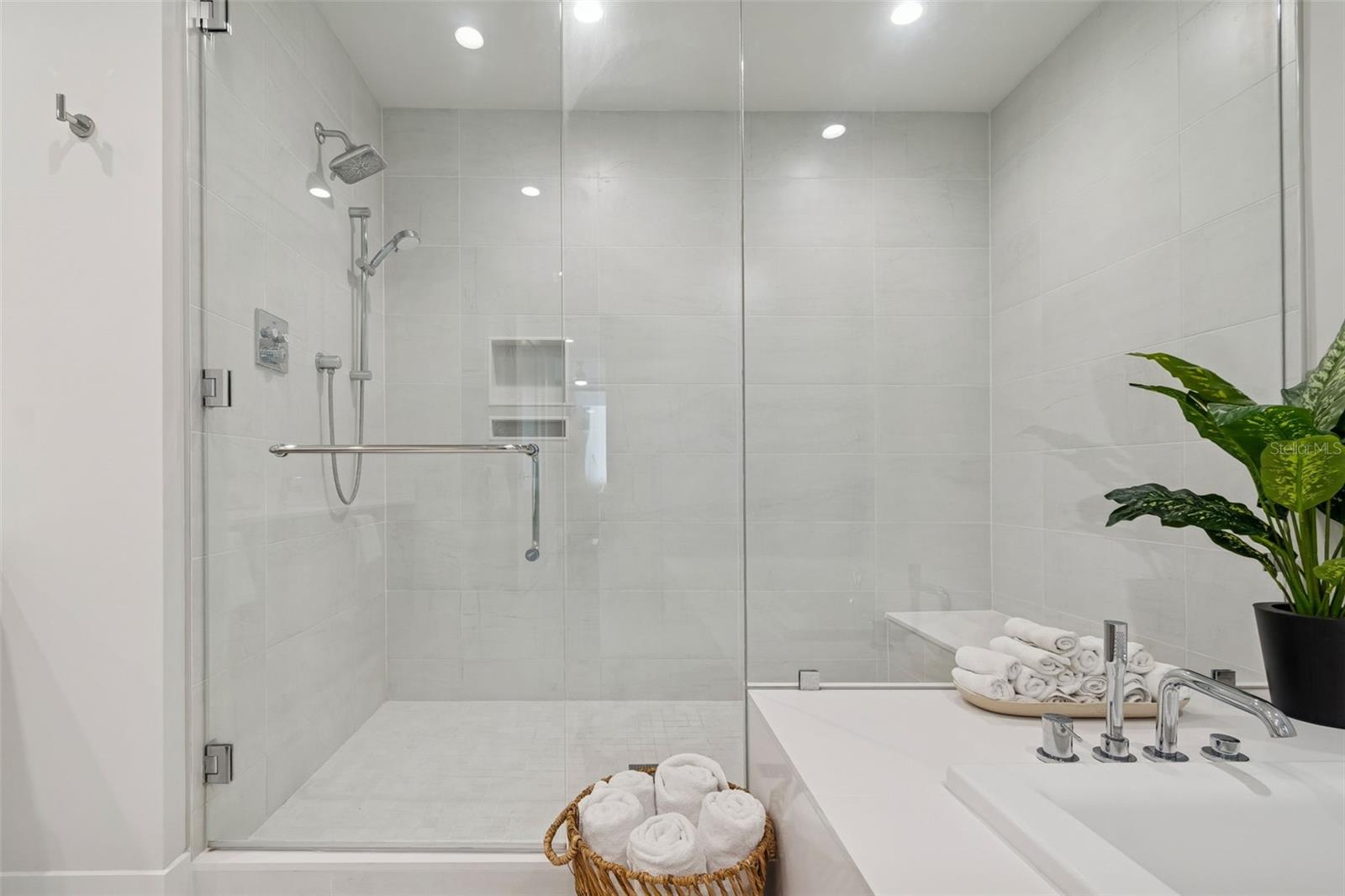 Separate shower and tub