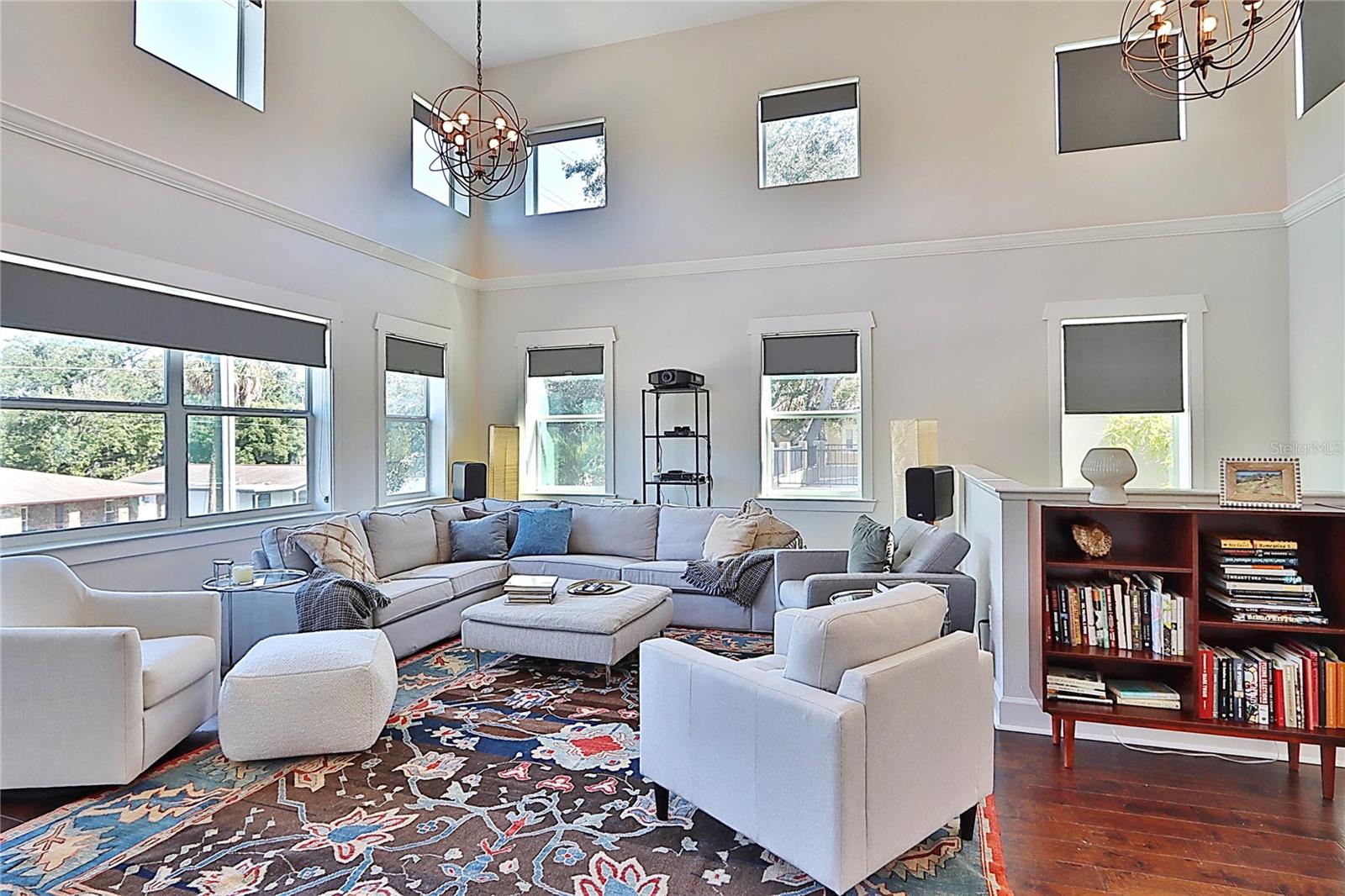 upstairs entertainment living area
